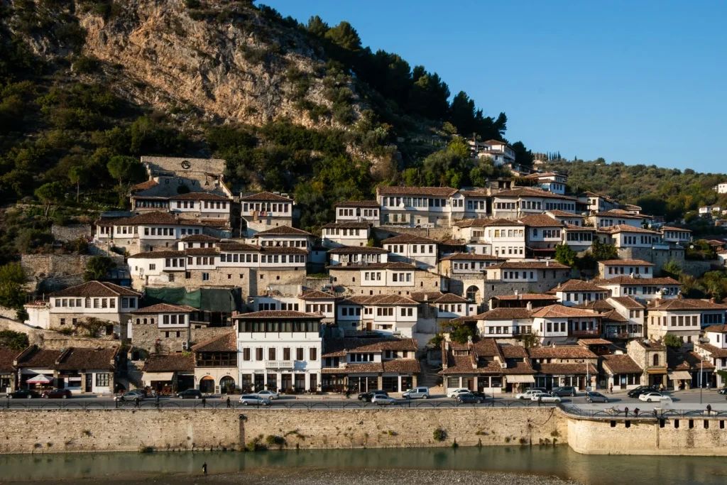 Traditional hillside houses in Berat, Albania